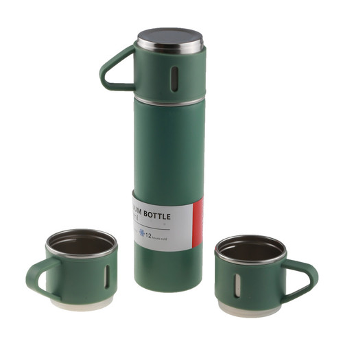 فلاسک مدل VACUUM FLASK SET گنجایش 0.5 لیتر به همراه لیوان مجموعه 3 عددی
