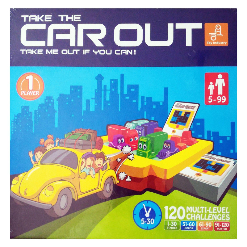بازی فکری کار اوت مدل car out مناسب سنین 5 تا 99 سال با 120 مرحله از مبتدی تا پیشرفته، افزایش تمرکز، تقویت حافظه، مهارت حل مساله و مدیریت زمان، بازی تک نفره و کارت‌محور