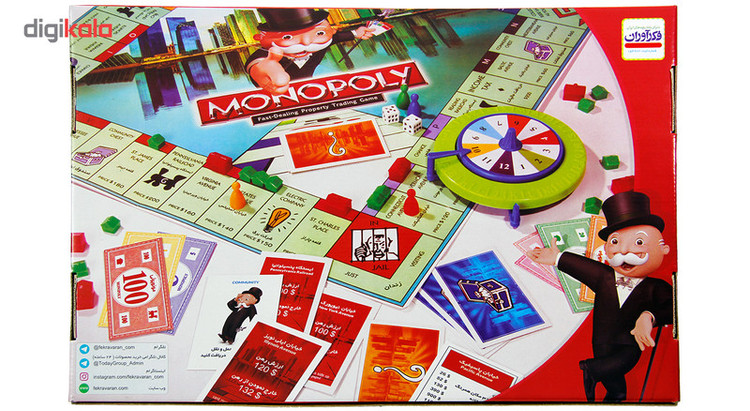 بازی فکری فکرآوران مدل Monopoly آموزشی اقتصادی با قابلیت بازی 2 تا 4 نفر، مناسب بالای 8 سال، شامل کارت، مهره و چرخانه، افزایش قدرت فکر، آموزش سرمایهگذاری، ریسک و ارزش پول