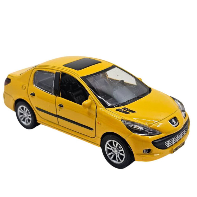 ماشین بازی سواری ناب سل مدل Peugeot 207 metallic musical with pull-back lights، موزیکال، چراغدار و عقبکش با درهای بازشو