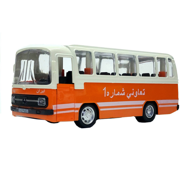 ماشین بازی طرح اتوبوس موزیکال فلزی با درب بازشو و جزئیات بالا
