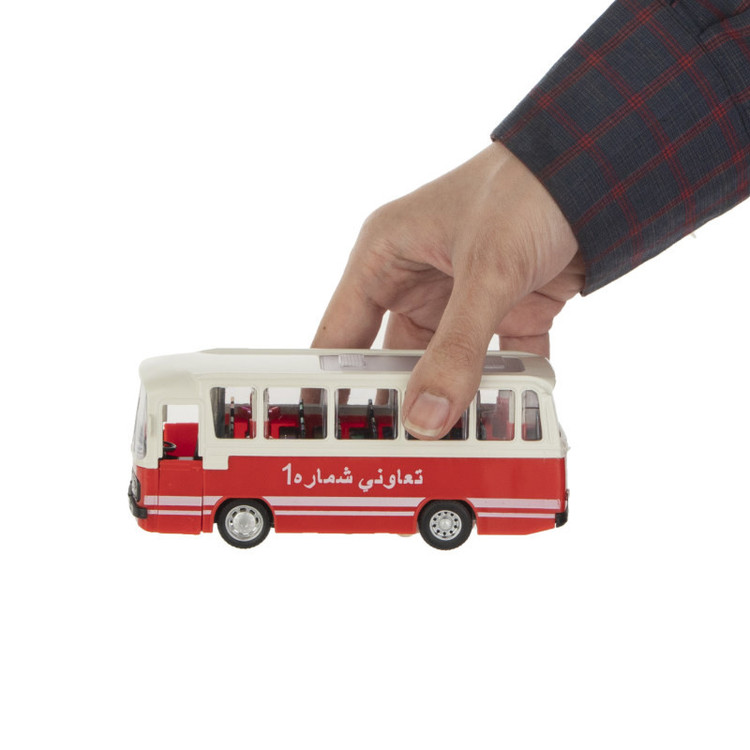 ماشین بازی طرح اتوبوس موزیکال فلزی با درب بازشو و جزئیات بالا