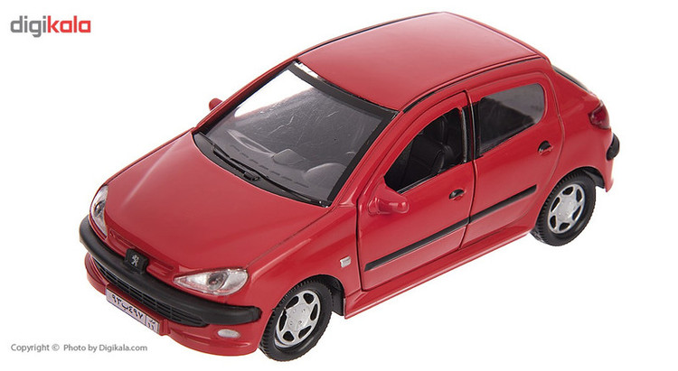 ماشین بازی فلزی مدل Peugeot 206 اسپرت عقبکش با درهای بازشو، نور و صدا