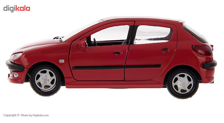 ماشین بازی فلزی مدل Peugeot 206 اسپرت عقبکش با درهای بازشو، نور و صدا