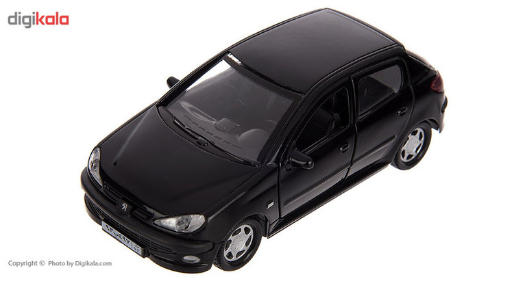 ماشین بازی فلزی مدل Peugeot 206 اسپرت عقبکش با درهای بازشو، نور و صدا