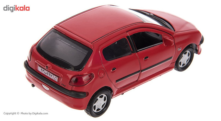 ماشین بازی فلزی مدل Peugeot 206 اسپرت عقبکش با درهای بازشو، نور و صدا