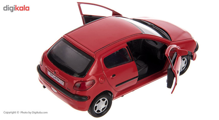 ماشین بازی فلزی مدل Peugeot 206 اسپرت عقبکش با درهای بازشو، نور و صدا