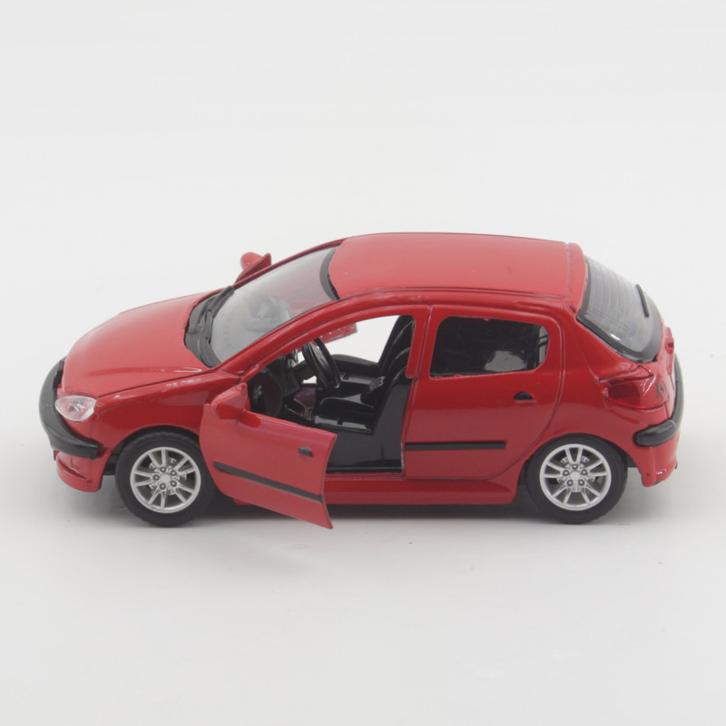 ماشین بازی فلزی مدل Peugeot 206 اسپرت عقبکش با درهای بازشو، نور و صدا