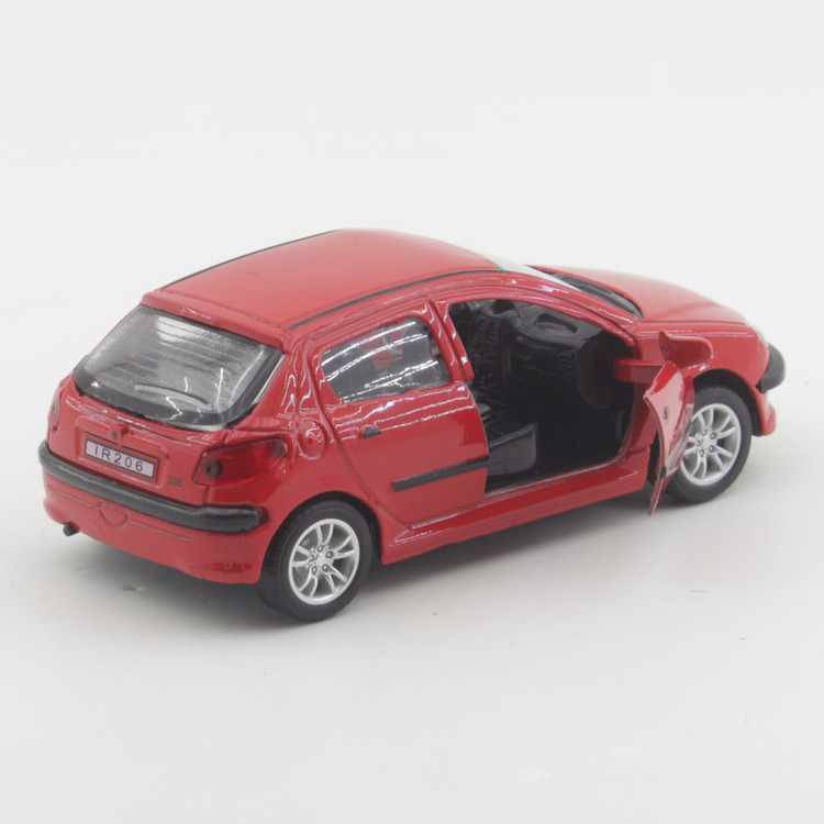 ماشین بازی فلزی مدل Peugeot 206 اسپرت عقبکش با درهای بازشو، نور و صدا