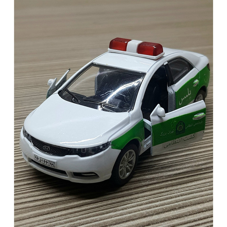 ماشین بازی فلزی مدل پلیس Cerato با درهای بازشو، صدای استارت و آژیر، چراغدار و عقبکش