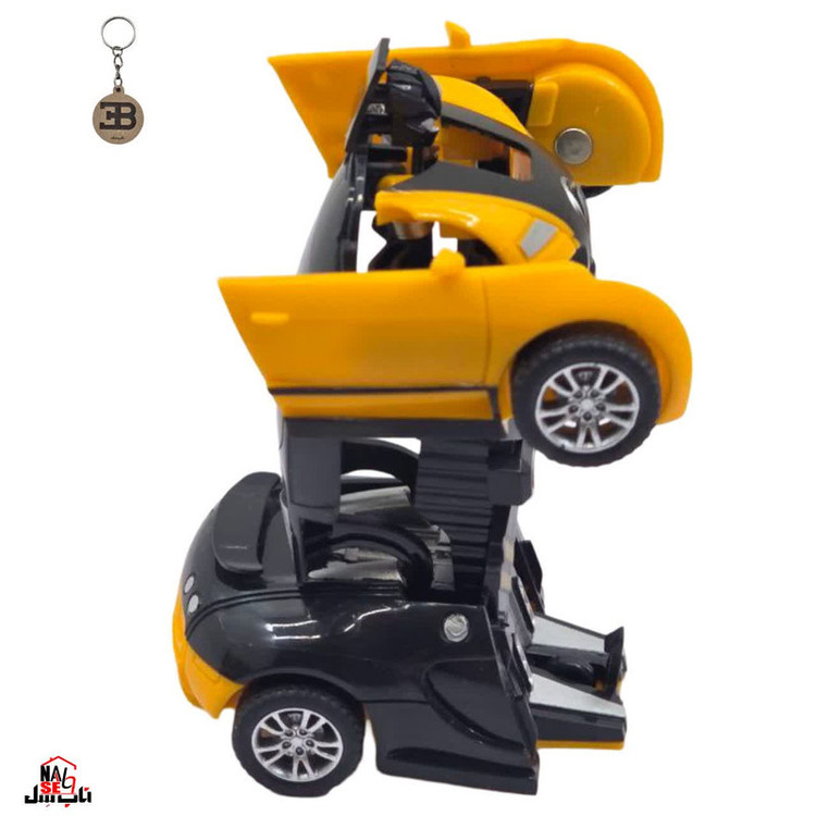 ماشین اسباببازی تبدیلشونده مدل بوگاتی قدرتی ناب سل با بدنه پلاستیکی و همراه با جاسوییچی