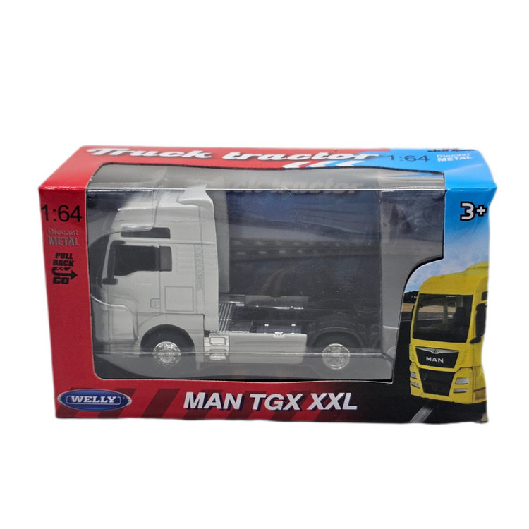 ماشین بازی تریلی کشنده فلزی ناب سل مدل MAN TGX XXL عقبکش مقیاس 1:64