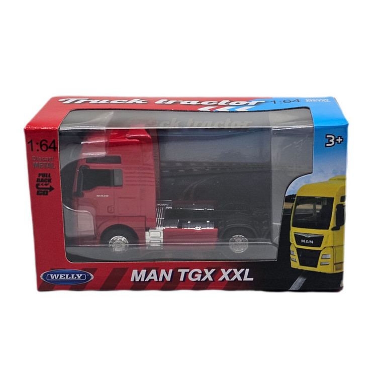 ماشین بازی تریلی کشنده فلزی ناب سل مدل MAN TGX XXL عقبکش مقیاس 1:64