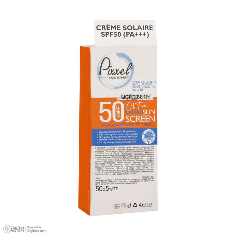 کرم ضدآفتاب رنگی پیکسل 50 SPFمدل LIGHT BEIGE مناسب برای پوستهای چرب، حجم 50 میلیلیتر