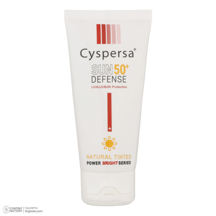 کرم ضدآفتاب رنگی سیسپرسا SPF50 مدل power bright NT مناسب انواع پوست، حجم 50 میلیلیتر