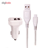 شارژر فندکی دبلیو یو دبلیو مدل T22 به همراه کابل تبدیل microUSB