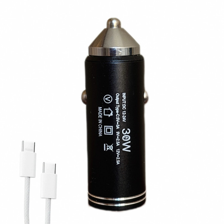 شارژر فندکی 30 وات اچ تی ام مدل c23 به همراه کابل USB-C