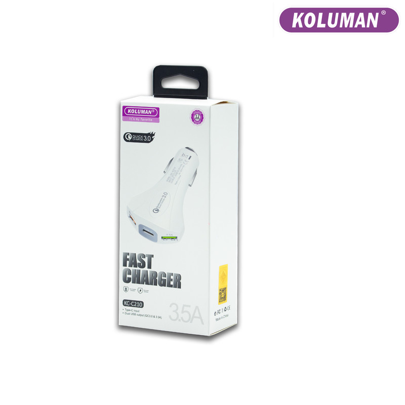 شارژر فندکی کلومن مدل KC - C210 به همراه کابل تبدیل MICROUSB