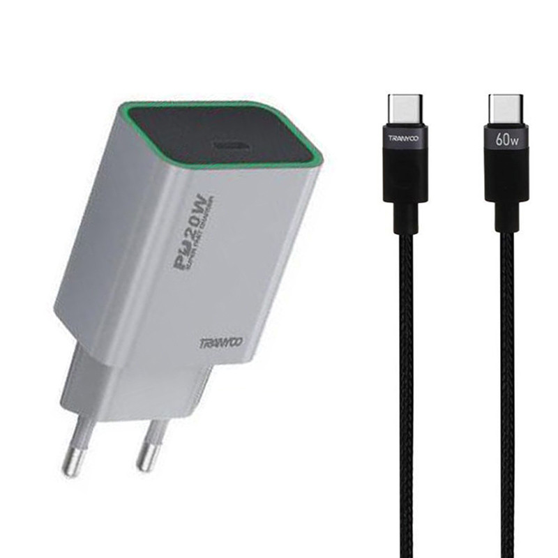 شارژر دیواری 20 وات ترانیو مدل T-EU7C به همراه کابل USB-C