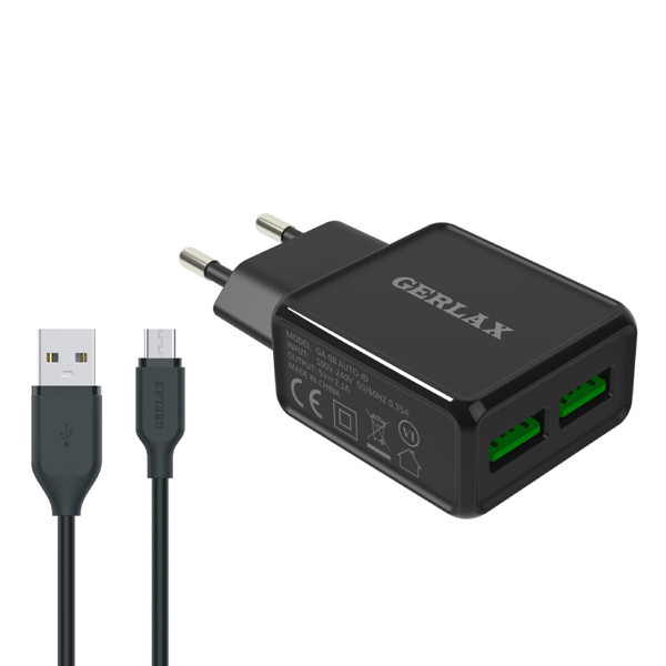 شارژر دیواری جرلکس مدل GA-08 به همراه کابل تبدیل microUSB