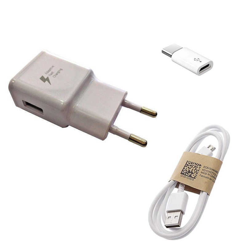 شارژر دیواری مدل EP-TA200wew به همراه کابل micro USB و مبدل USB-C