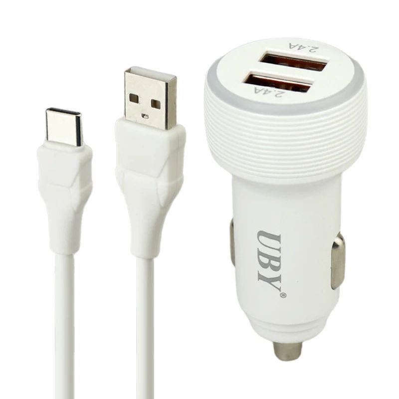 شارژر فندکی 2 پورت مدل U-C12 به همراه کابل USB-C