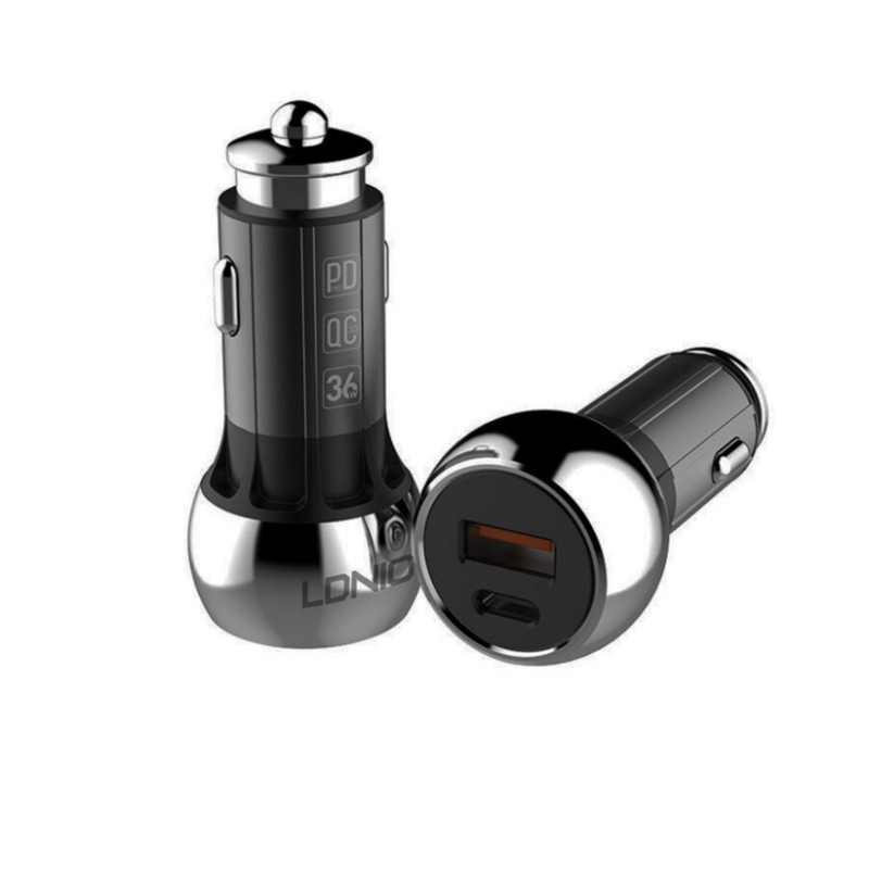 شارژر فندکی الدینیو مدل C1 به همراه کابل تبدیل USB-C
