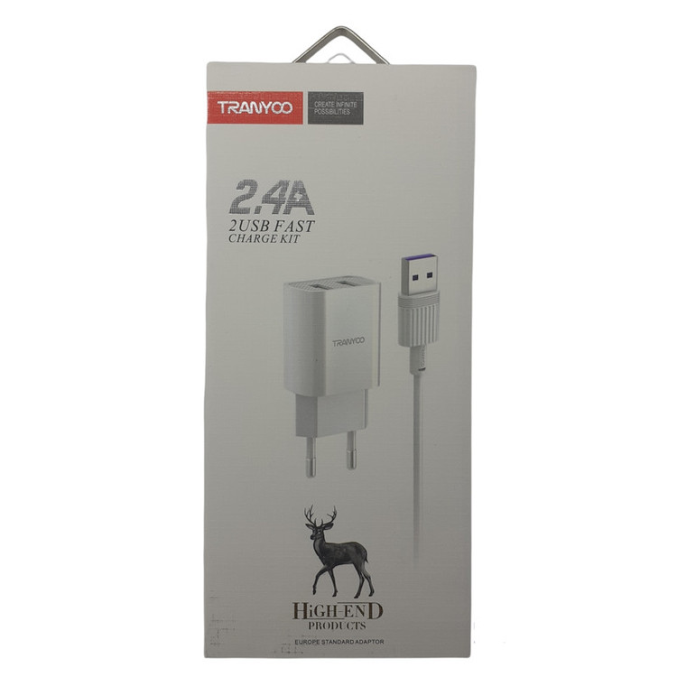 شارژر دیواری ترانیو مدل V16 به همراه کابل تبدیل microUSB