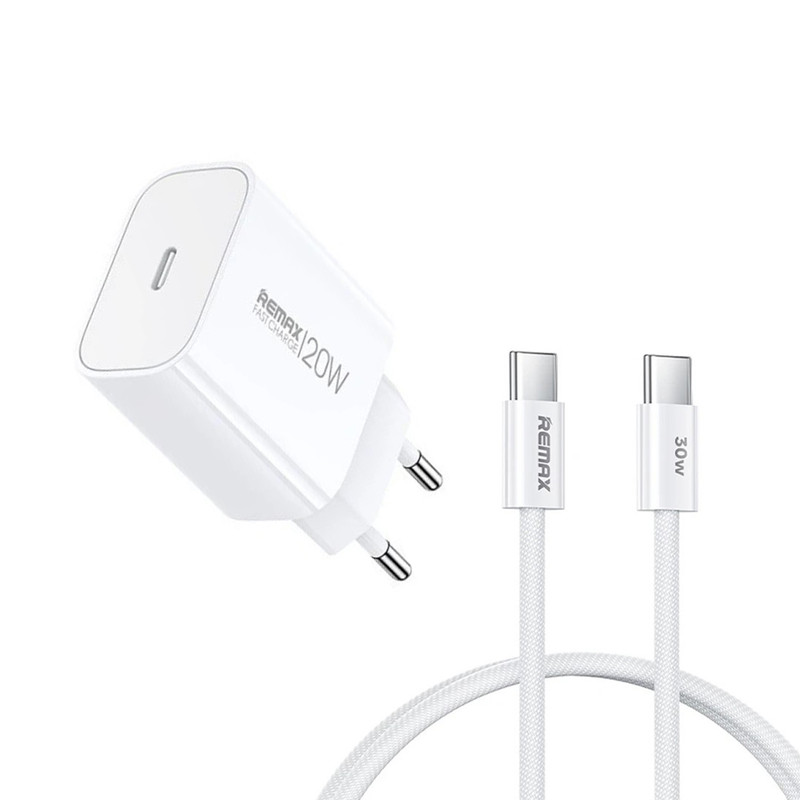 شارژر دیواری 20 وات ریمکس مدل 20W EU پورت PD به همراه کابل تبدیل USB-C