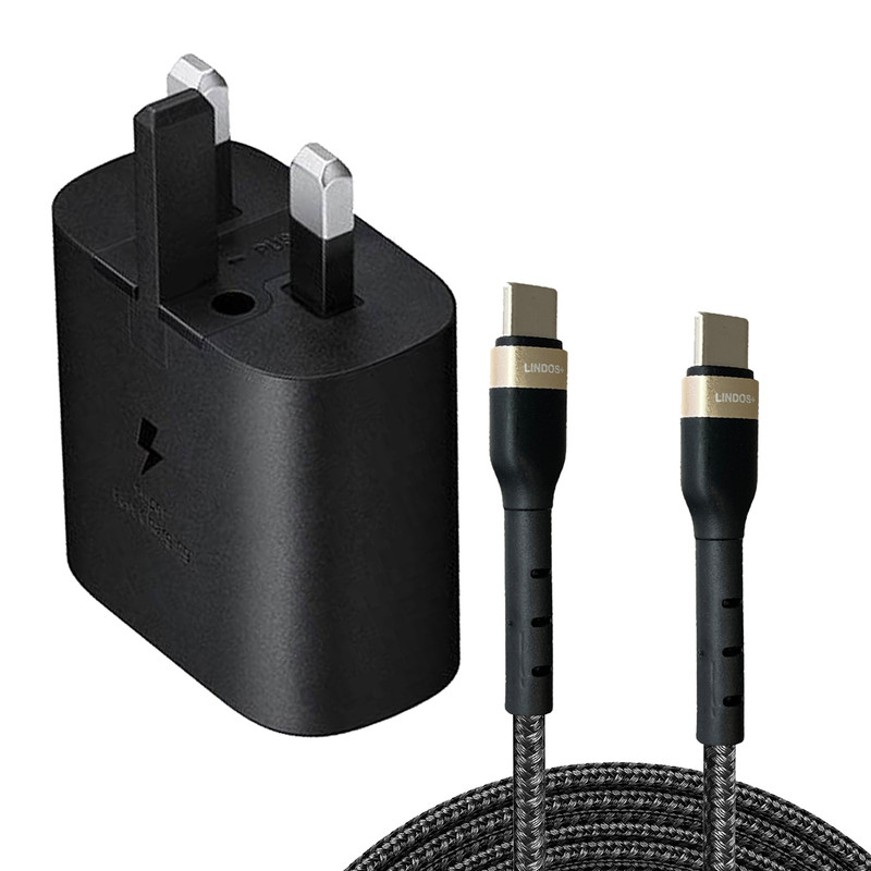 شارژر دیواری 25 وات لیندوس پلاس مدل Galaxy A25 با کابل USB-C
