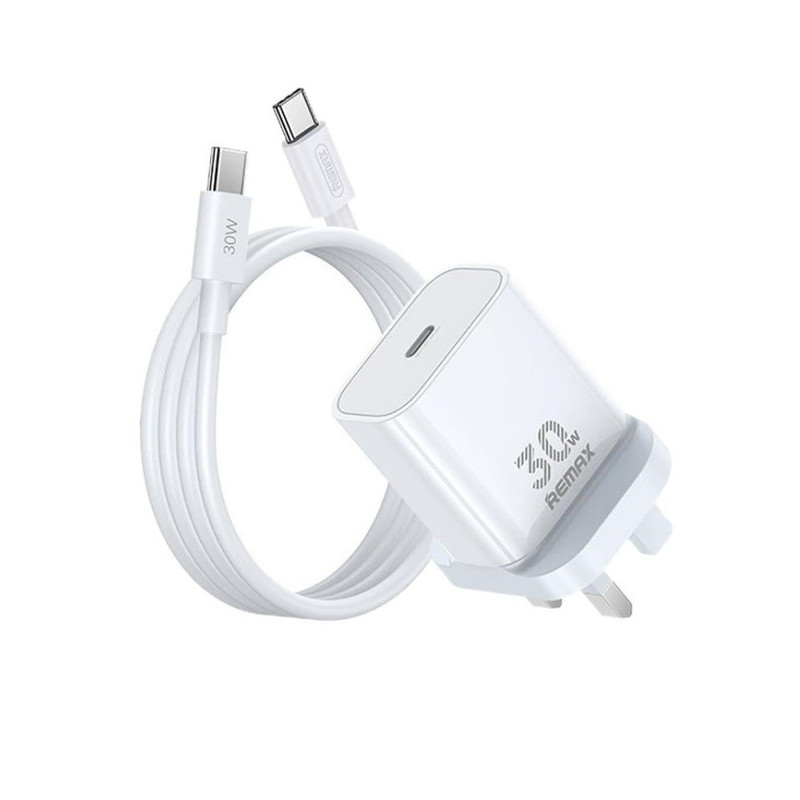 شارژر دیواری 30 وات ریمکس مدل All-compatible GaN-RP-U71 3Pin به همراه کابل USB-C