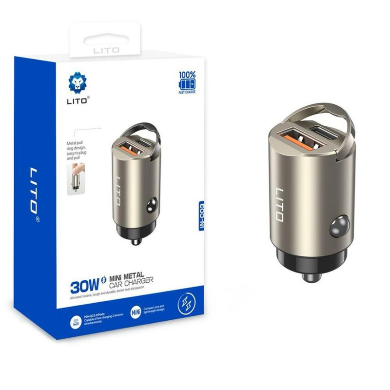 شارژر فندکی 30 وات 2 پورت لیتو مدل IN-C03