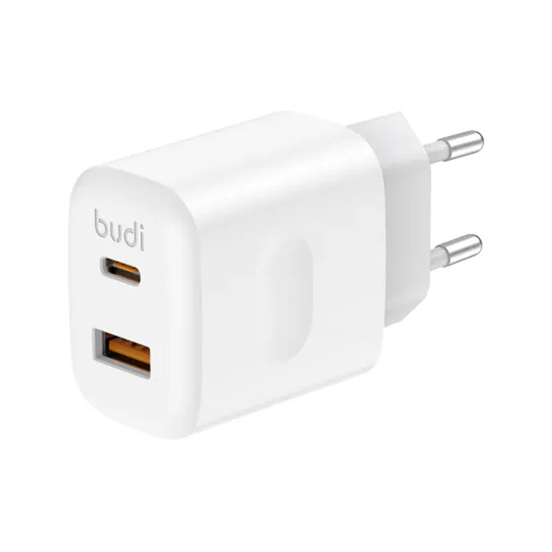 شارژر دیواری ۳۰ وات دو پورت بودی مدل AC306ETLW به همراه کابل تبدیل USB-C به لایتنینگ