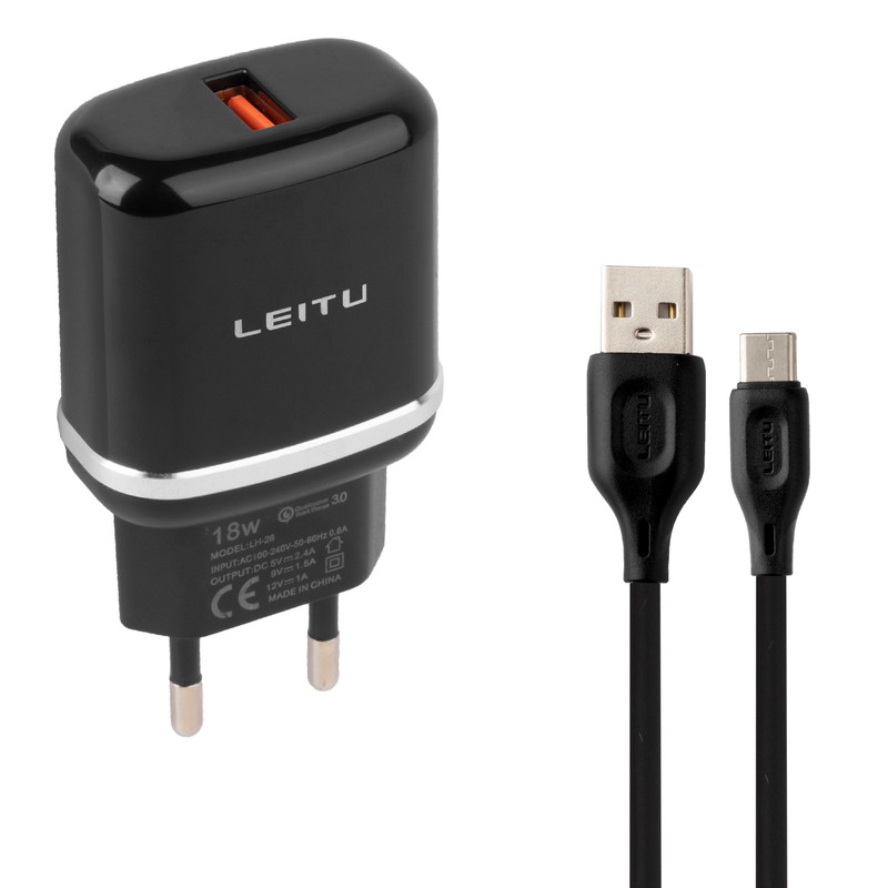 شارژر دیواری لیتو مدل  LH-26 18W به همراه کابل تبدیل USB-C