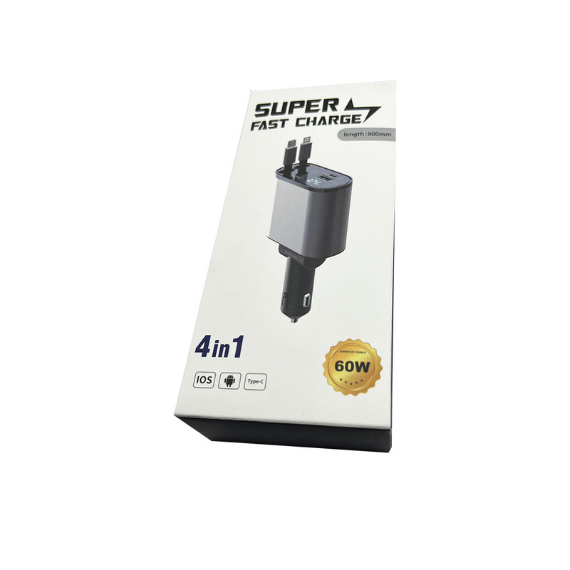 شارژر فندکی 60 وات مدل super60 به همراه کابل لایتنینگ / USB-C