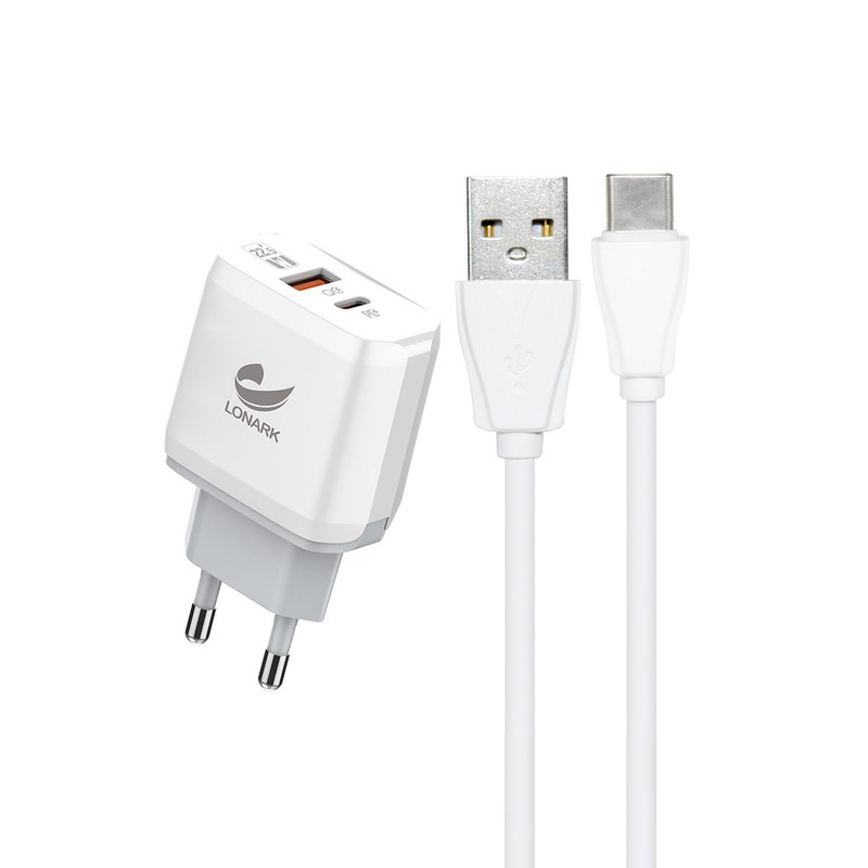 شارژر دیواری 22.5 وات لونارک مدل LW58 به همراه کابل تبدیل USB-C