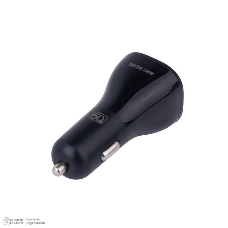 شارژر فندکی 30 وات 2 پورت گرین لاین مدل GNRCC50WBK به همراه کابل USB-C به USB-C به طول 1 متر