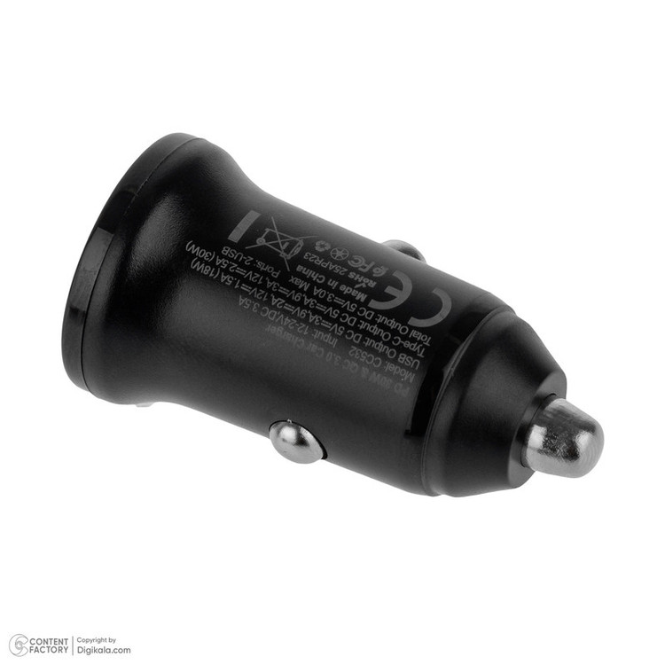 شارژر فندکی 30 وات دو پورت ویدوی مدل CC532 به همراه کابل تبدیل USB به USB-C
