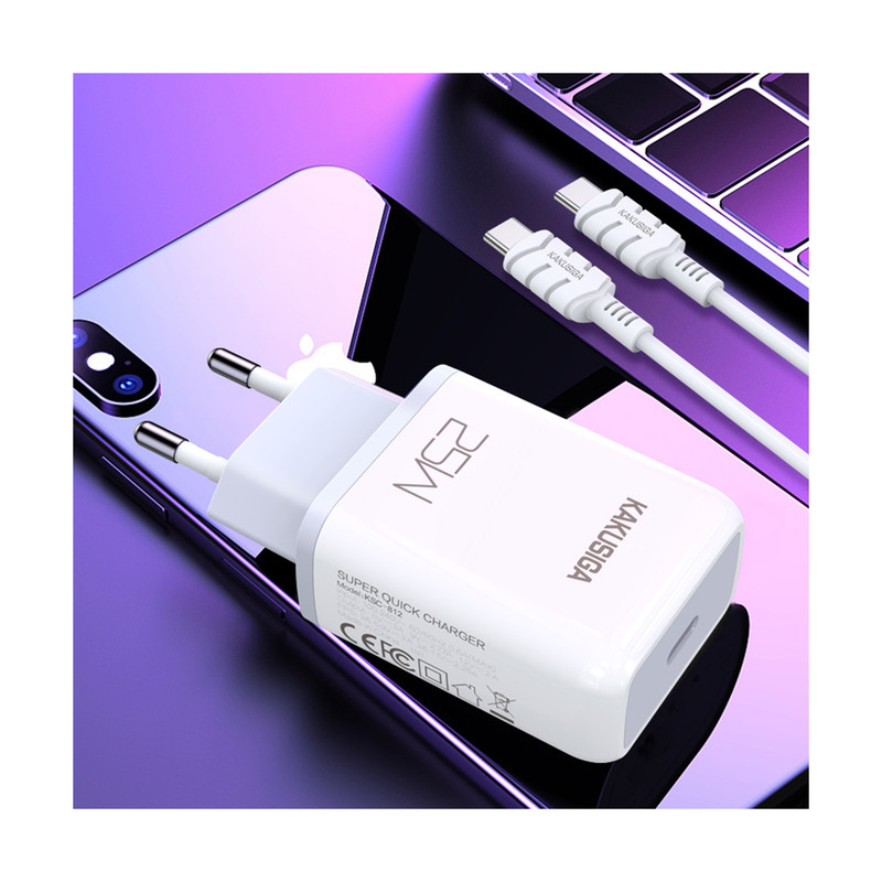 شارژر دیواری 25 وات کاکوسیگا مدل KSC-814 PD به همراه کابل تبدیل USB-C