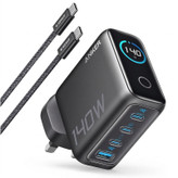 شارژر دیواری 140 وات 4 پورت انکر مدل B0DPKP7RD8 به همراه کابل USB-C به طول 1.5 متر