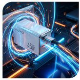 شارژر دیواری 45 وات دو پورت نوکسو مدل CHN‑8 GaN به همراه کابل usb‑C