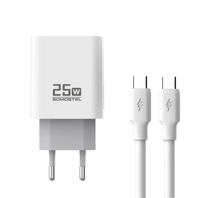شارژر دیواری 25 وات سوموس تل مدل A54 FAST CHARGE Q30 به همراه کابل تبدیل USB-C