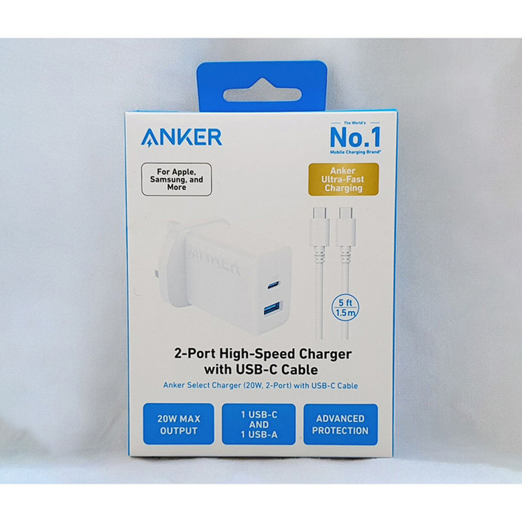 شارژر دیواری 20 وات انکر مدل B2348 به همراه کابل USB-C به طول 1.5 متر