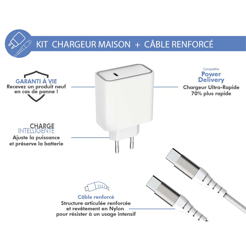 شارژر دیواری فورس مدل FPLICS65WGANCBLCCW به همراه کابل تبدیل USB-C