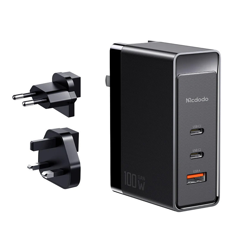 شارژر دیواری 100 وات مک دودو مدل GaN 100W 3-Port بهمراه تبدیل برق