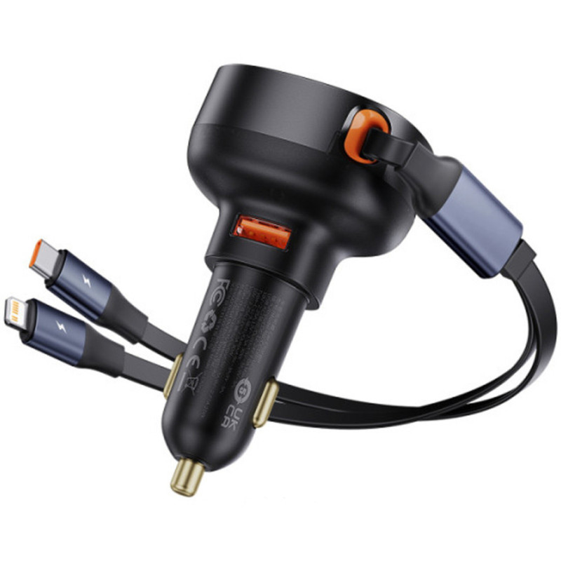 شارژر فندکی 60 وات بیسوس مدل CCTXP-UCL به همراه کابل لایتنینگ و USB-C