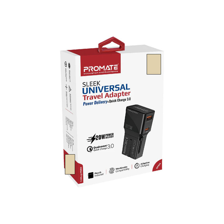 شارژر دیواری 20 وات پرومیت مدل TRIPLUG-PD20.BL