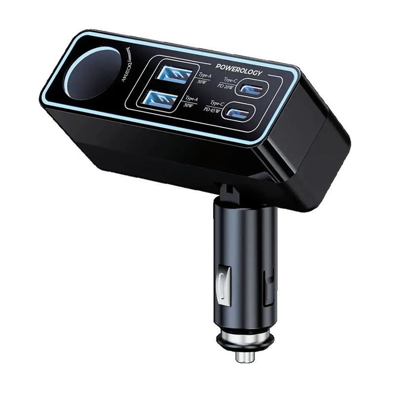 شارژر فندکی 125 وات 5 پورت پاورولوجی مدل Brio 125W PWDA58BK