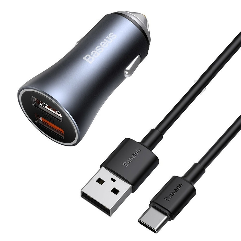 شارژر فندکی باسئوس  مدل TZCCJD-40W به همراه کابل تبدیل USB-C