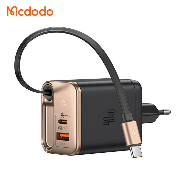شارژر دیواری 40 وات مک دودو مدل CH-4280 به همراه کابل متصل به بدنه USB-C